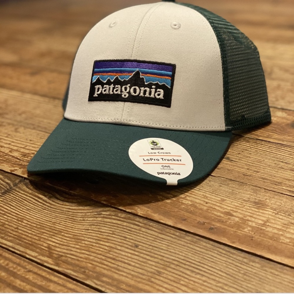Patagonia p-6 Logo LoPro trucker white/green hat